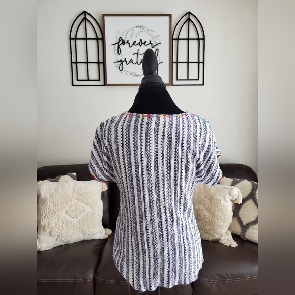 Savanna Jane Embroidered Multi Media Blouse Boho Chic Women's Size S Retro - Picture 11 of 12